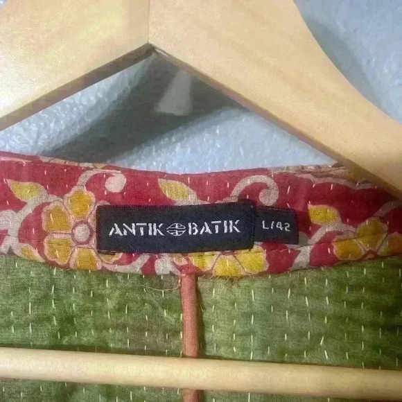 Antik Batik Kantha quilted Kelly Jacket EUC cotton - Picture 2 of 6